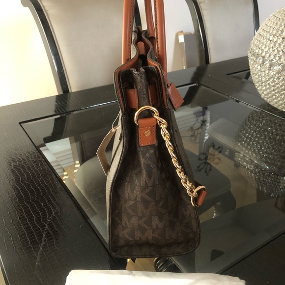 Michael Kors Hamilton Large Logo Tote in Brown - Picture 7 of 13